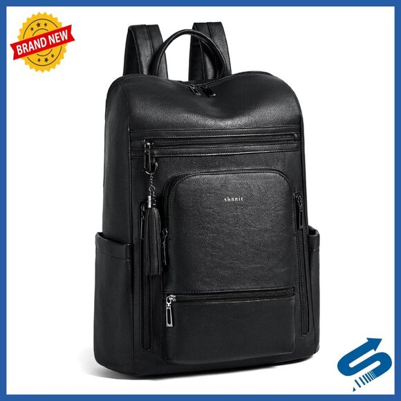 Handbags - Large Travel Laptop Backpack Vegan Leather Waterproof Business College Work